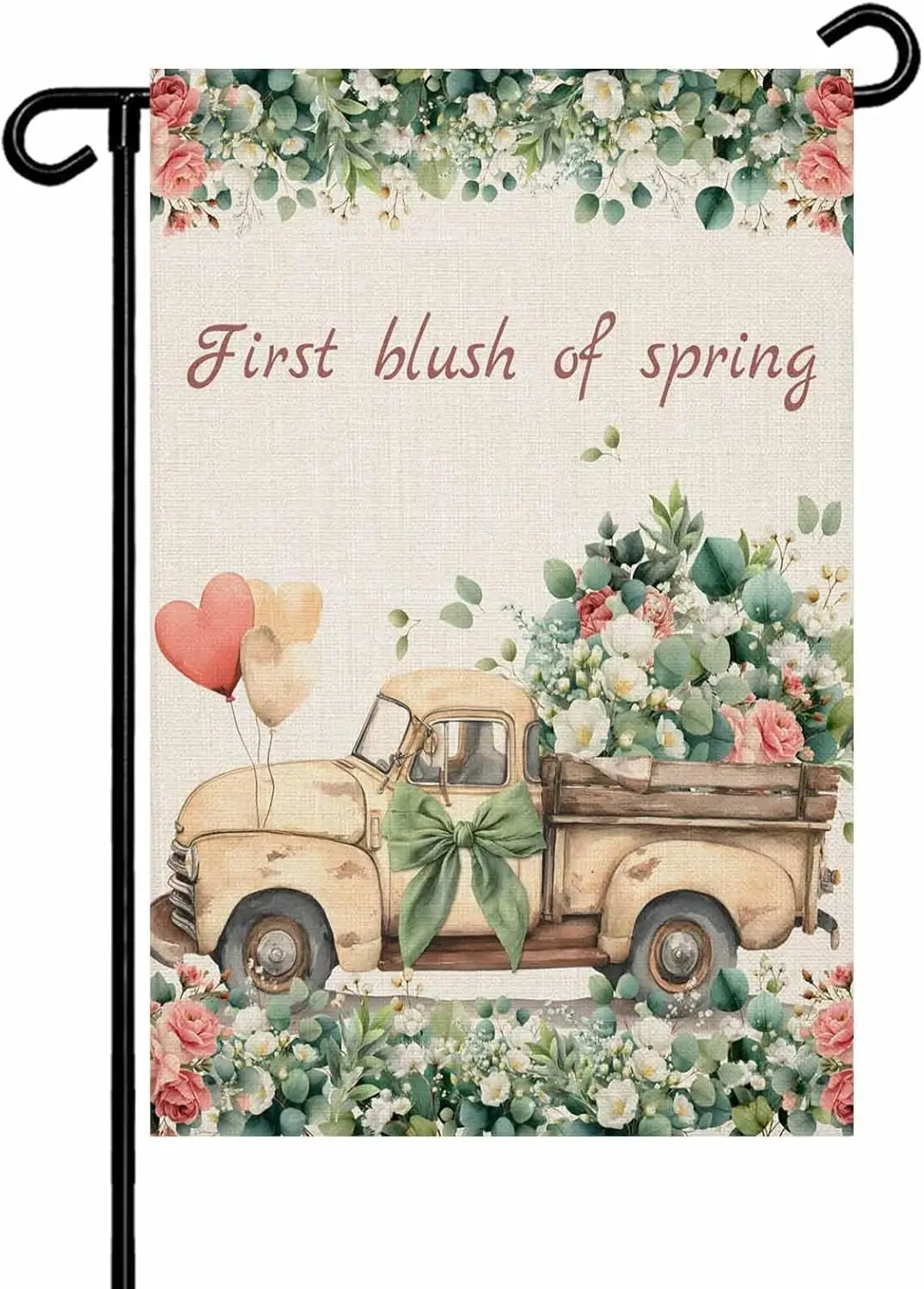 Eucalyptus Trucks Garden Flag 12x 18 Double Side, Spring Farmhouse Floral Leaves Burlap Garden Flags Outside House Flag Bann GGO