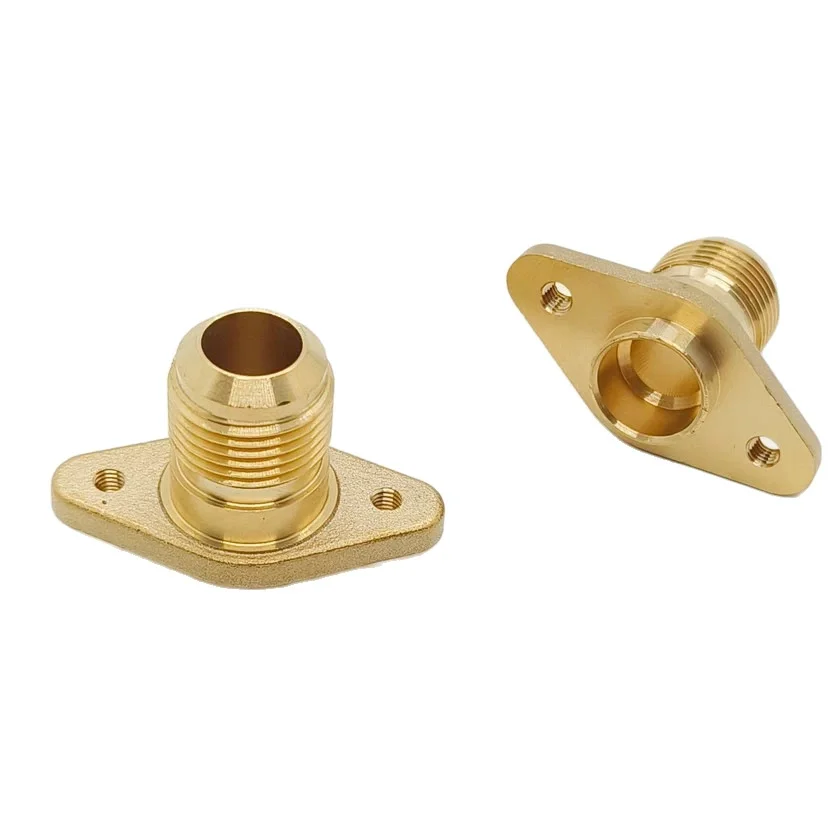 Air Conditioner Stop Valve Base Flange Brass Connector with Ear Mounting Base Valve Seat Fitting 1/4