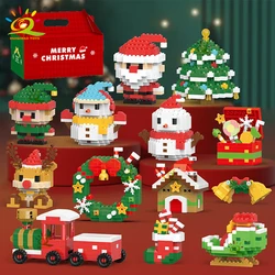 HUIQIBAO Christmas Elk Deer Santa Claus Building Blocks City Snow House Xmas Tree Decor. Bricks Set Toys for Children Kids Gift