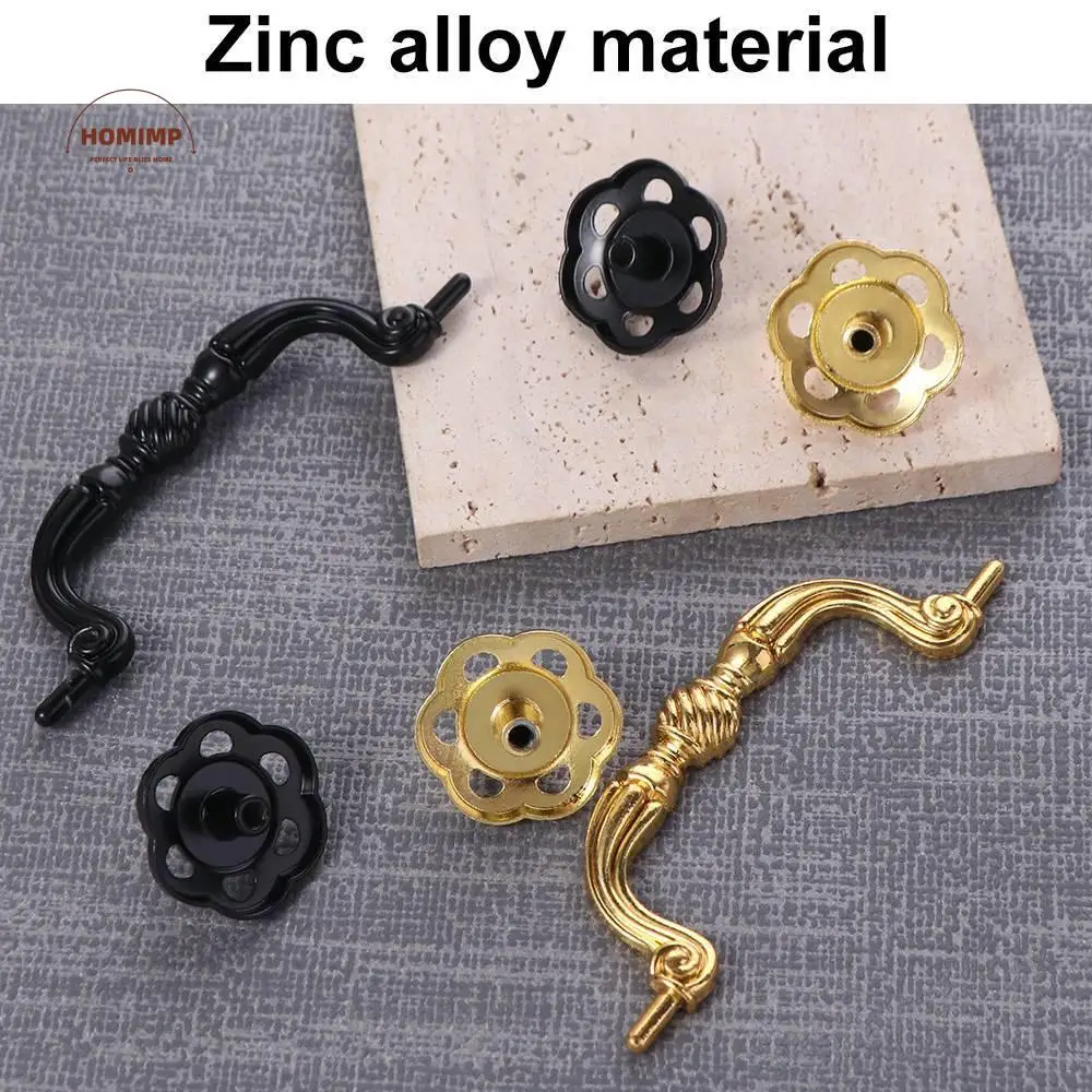 

5pcs Retro Cabinet Door Knobs Luxury Furniture Hardware Wardrobe Drawer Pulls Push-pull Single Hole European ring handle Dresser