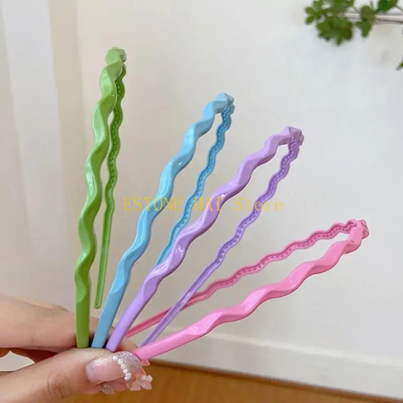 

49MF Thin Headband Non Slip Candygirl HeadBands for Girl Wavy HeadBand for Kid