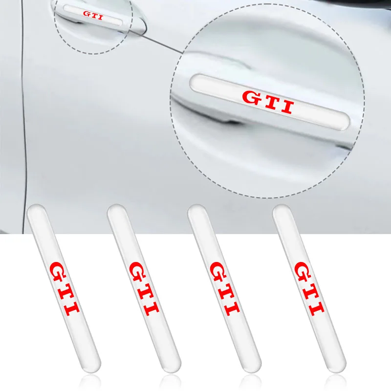 Protector anticolisión transparente para puerta de coche, tira protectora con emblema para VW Golf Amarok T5 Phaeton ID3 Tiguan T-Cross GTI, 4 Uds.