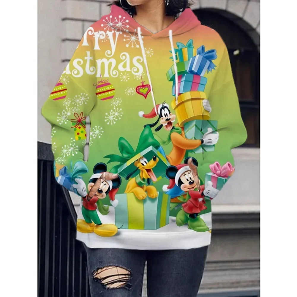 Fashion Autumn Winter Sweater Christmas Disney Mickey Mouse Printed Hoodie Sweater Adult Jacket Clothing Funny Jacket Hoodie