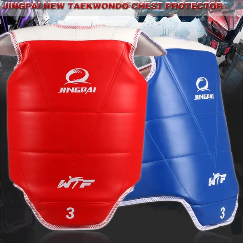 Taekwondo WTF Body Protector Sparring Gear Chest Guard WTF Tae Kwon Do Karate Solid Reversible Chest Protector for Kids Adult