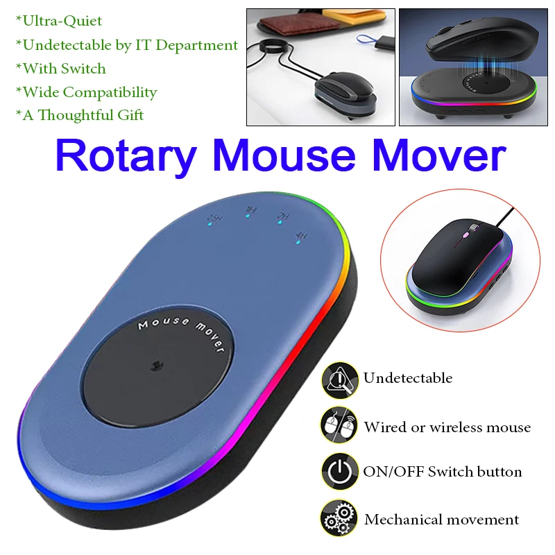 Rotary Mouse Shaker Virtual Mouse Anti-sleep Automatic Movement with Switch Mouse Movement Simulator for Computer Awakening