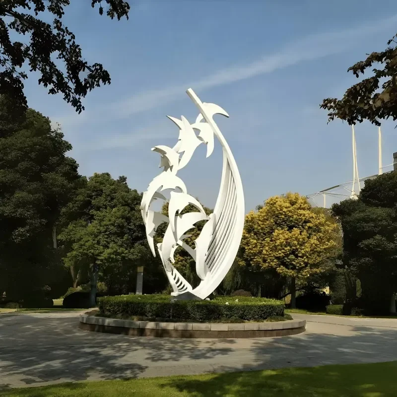 Modern Art Design Enhanced Large Vertical Stainless Steel Sculpture for Cultural Center Decoration