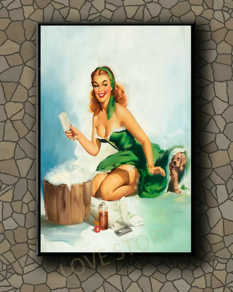 P126 Vintage Beautiful Pin-up Girl Classic Picture 246 Silk Fabric Poster Art Decor Indoor Painting Gift