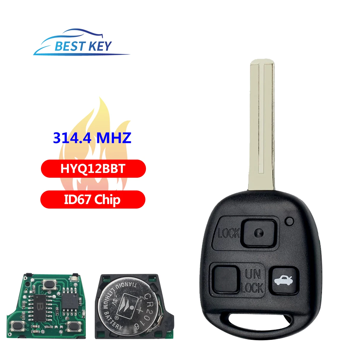 

BEST KEY 314.4 Mhz HYQ12BBT RX350 2007-2009 LS430 ES330 SC430 3 Buttons Fob 4D67 Chip Car Remote Key For Lexus RX330 2004-2006