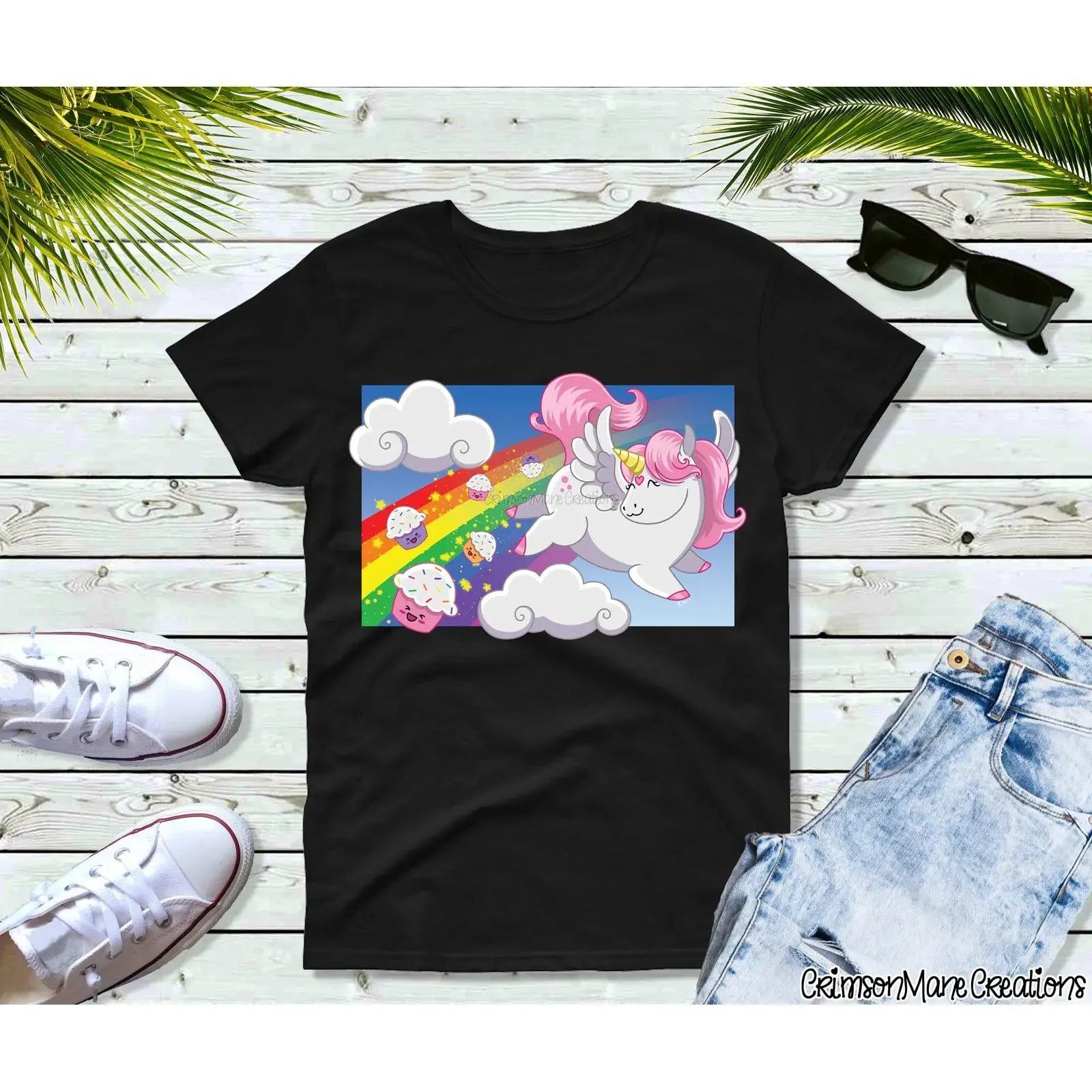 Unicorn Poop Cupcakes Cotton T Shirt Rainbow Hand Drawn Design Kids Ladies Mens Sizes vintage Washed Stylish fashion streetwear