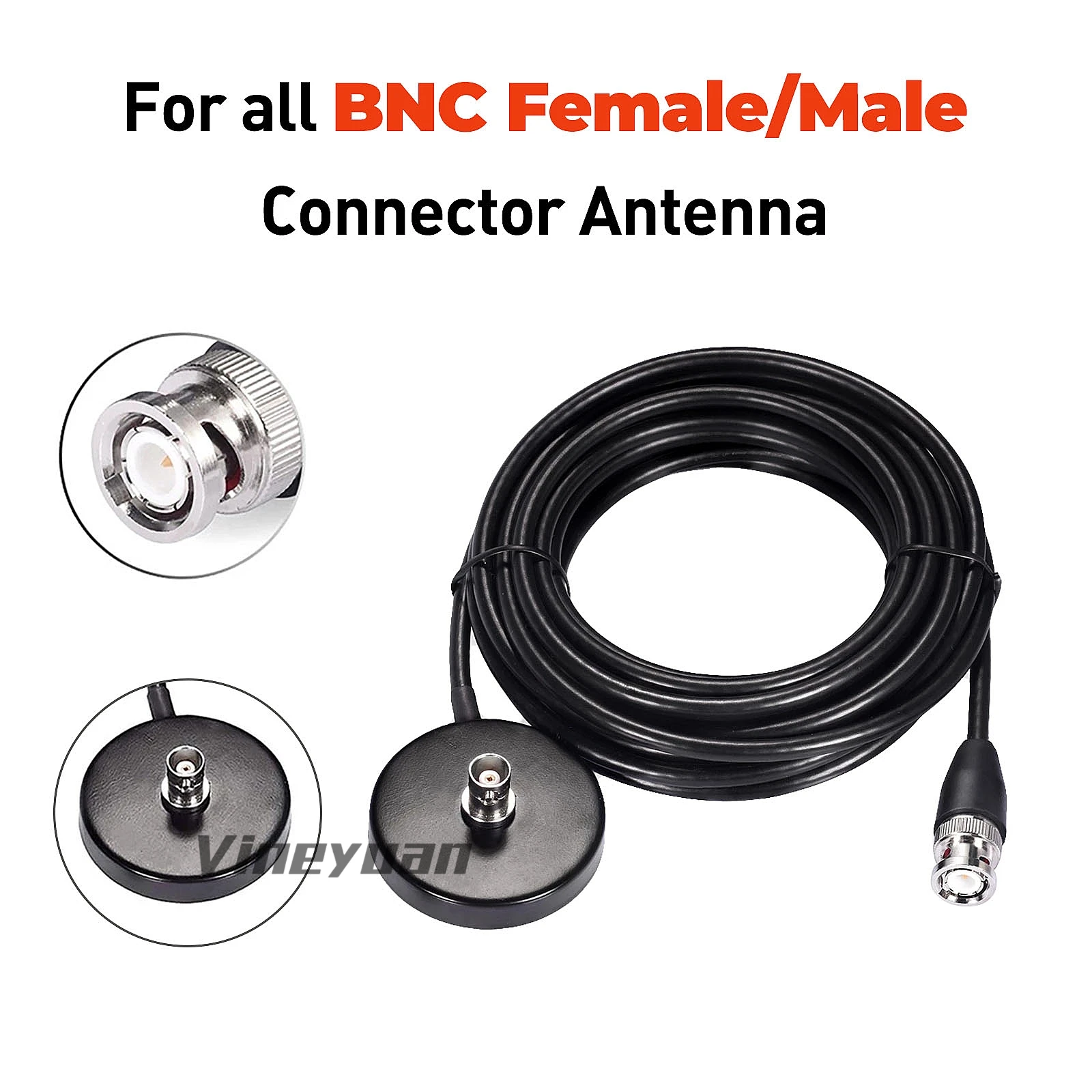 

5M Magnetic Base Adapter Extension Cable BNC Male Connector For Kenwood QYT CB Radio（Applicable to BNC Male CB Radio Antenna ）