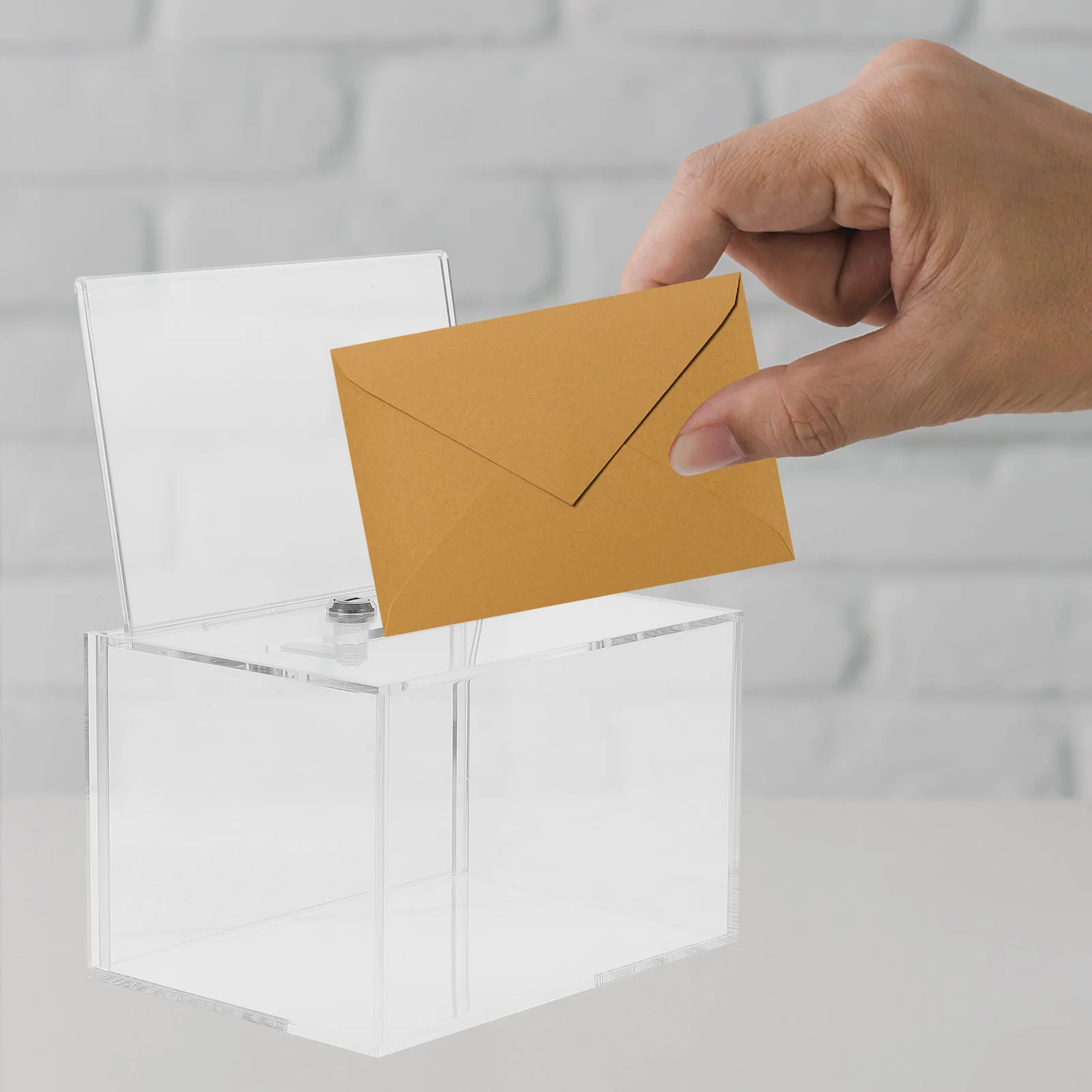 Caixa de doação com bloqueio, caixa de urna transparente para coleta de fundos, sugestão de votação, coleção de cartas, armazenamento seguro