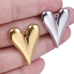 6pcs Stainless Steel Charm Heart Pendant Glossy Fashion Jewelry Making Supplies Diy Women's Necklace Heart Pendant Accessories