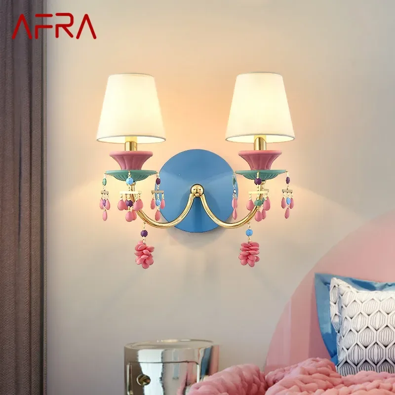 AFRA French Luxury Color Crystal Wall Lamp Creativity Living Room Bedroom Children's Room Room Hotel Villa Aisle Wall Light