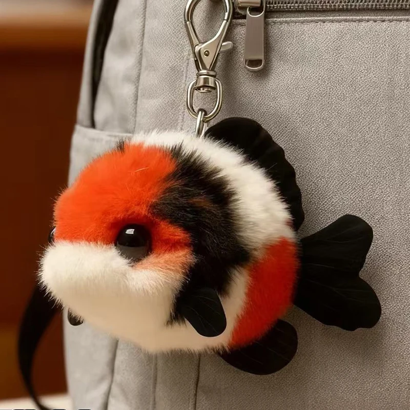 

Cute Plush Koi Fish Keychain Backpack Ornament Lucky Charm Gift for Best Friend Women Bag Pendant Decor