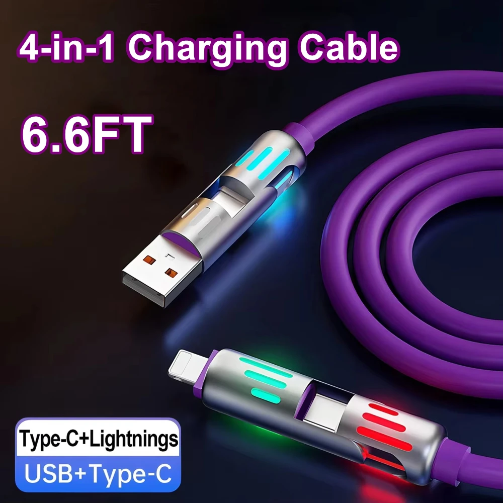 4-IN-1 240W USB Type C To USB C Cable PD Fast Charger Wire For iPhone 16 Pro Max 15 iPad Xiaomi Samsung Tablet 2M Data Cord