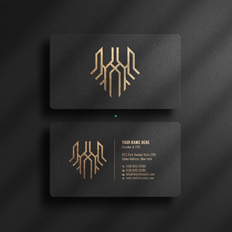 Customized black card hot stamping silver logo, double-sided gold foil business card printing card, thank-you card, 600g