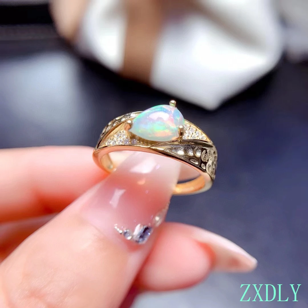 Natural Opal Ring for Daily Wear Waterdrop White Opal 925 Silver Fine Jewelry Fashion Silver Ornament Gift