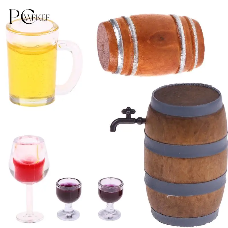 

Mini Wooden Red Wine Barrel Miniature Beer Barrel Beer Cask Beer Keg For Dolls House Decoration Accessories 1:12 Scale Dollhouse