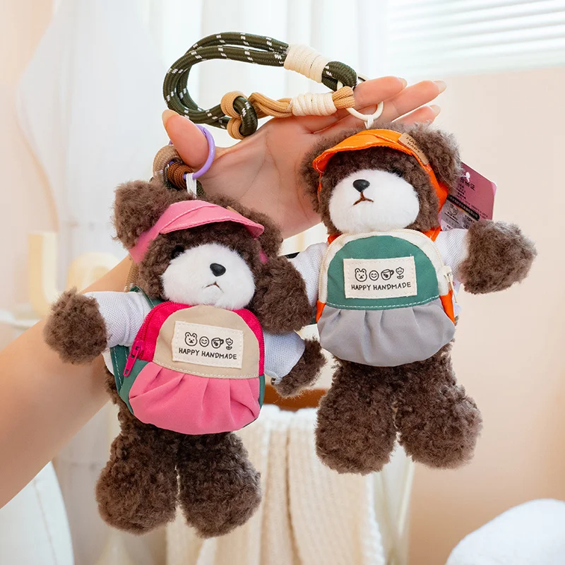

Cute Cartoon Bear Plush Keychain Toy Doll Bag Hanging Ornament Lovely Animal Keyring with Clothes Kids Gift