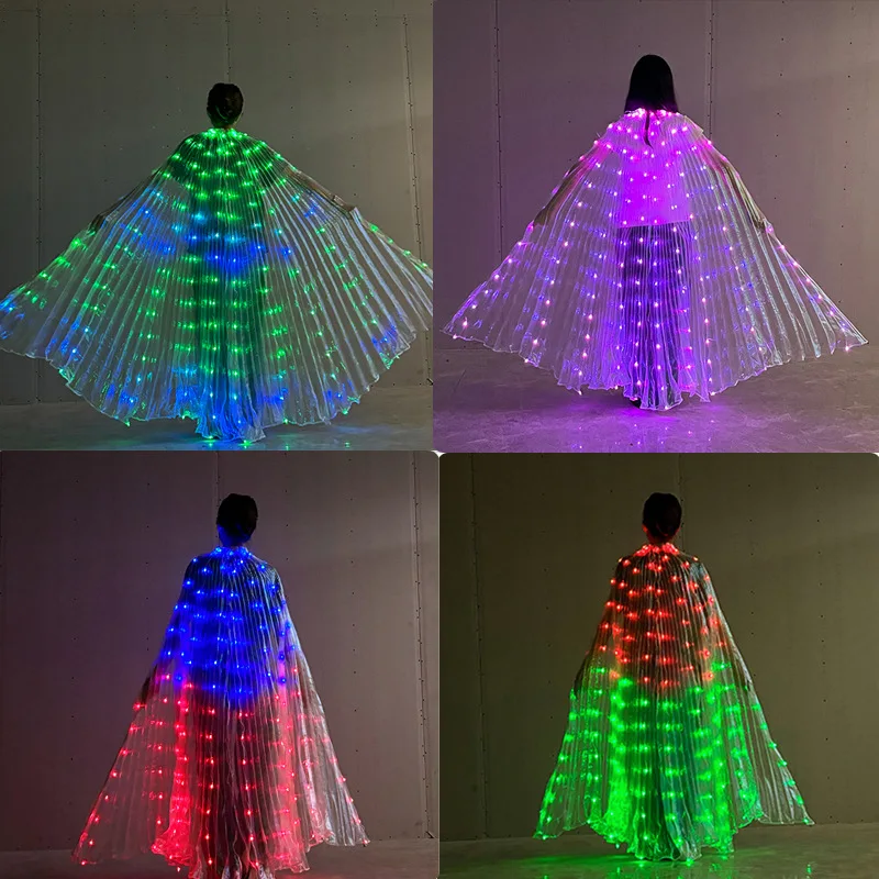 Asas de borboleta dança do ventre elfo dança adereços bar desempenho passarela modelo fluorescente capa