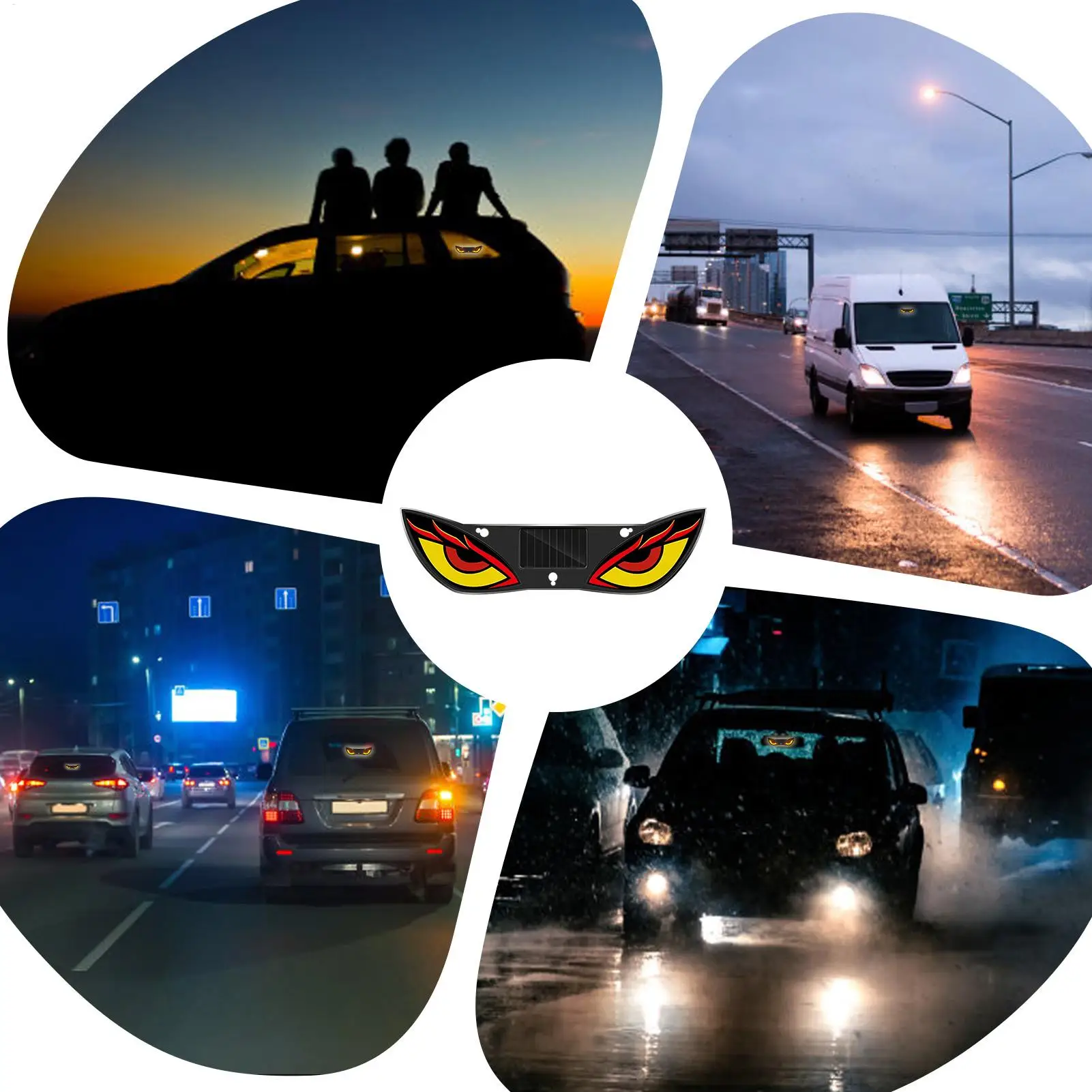 

For Car Eyes For Car Windshield Dynamic Solar Powered Window Sign Windshield Eyes Animated LED For Truck SUV Sedan Van Vehicle