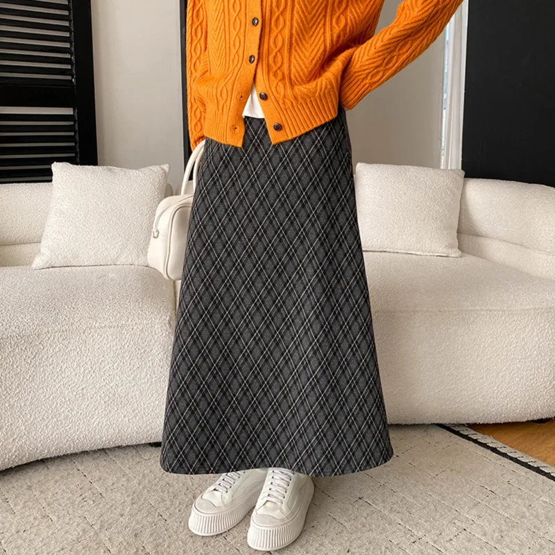 Limo retro xadrez saia feminina 2025 verão a linha flowy midi saia poliéster tartan saia casual primavera outfit