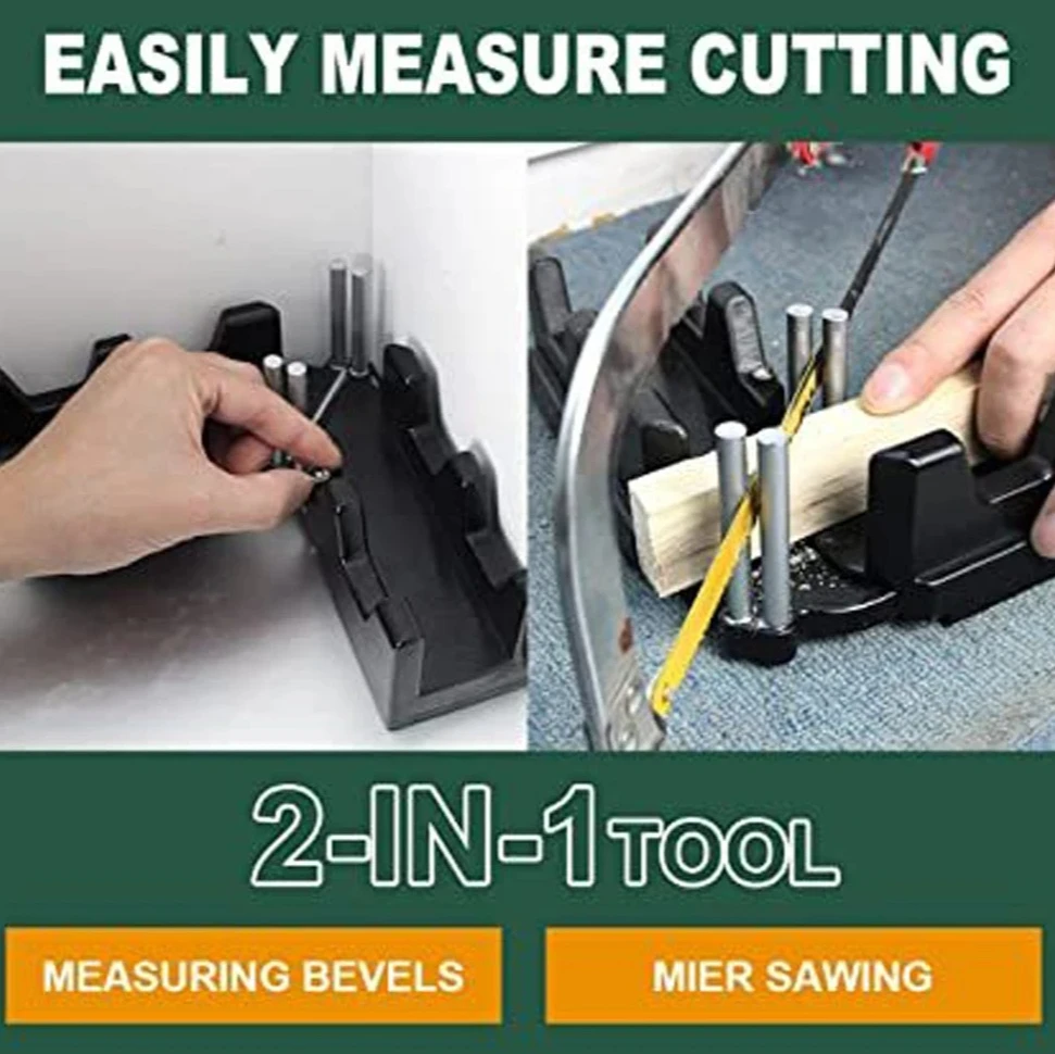 2-in-1 Miter Angle Measuring & Cutting Tool, 85-180° Adjustable Clamp for Precise Sawing, Woodworking Hand Tool Kit