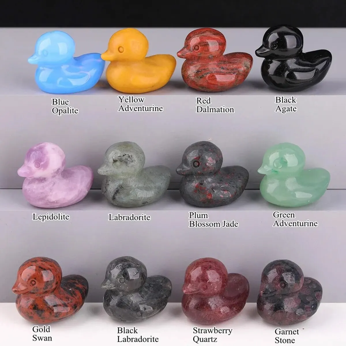 1pc Natural Crystal Stone Duck Hand Carved Ornaments, Crystal Original Stone Animal Ornaments