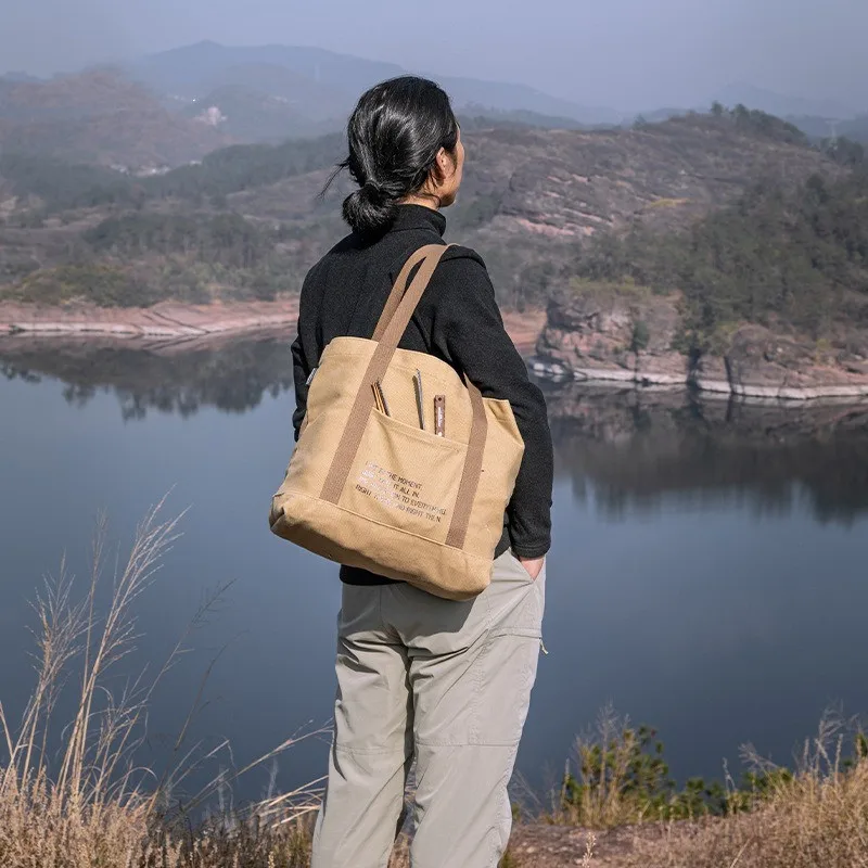 

CAMPINGMOON B-189 Thickened Cotton Tote Bag Canvas Large Capacity Outdoor Camping Small Storage Shoulder Bag