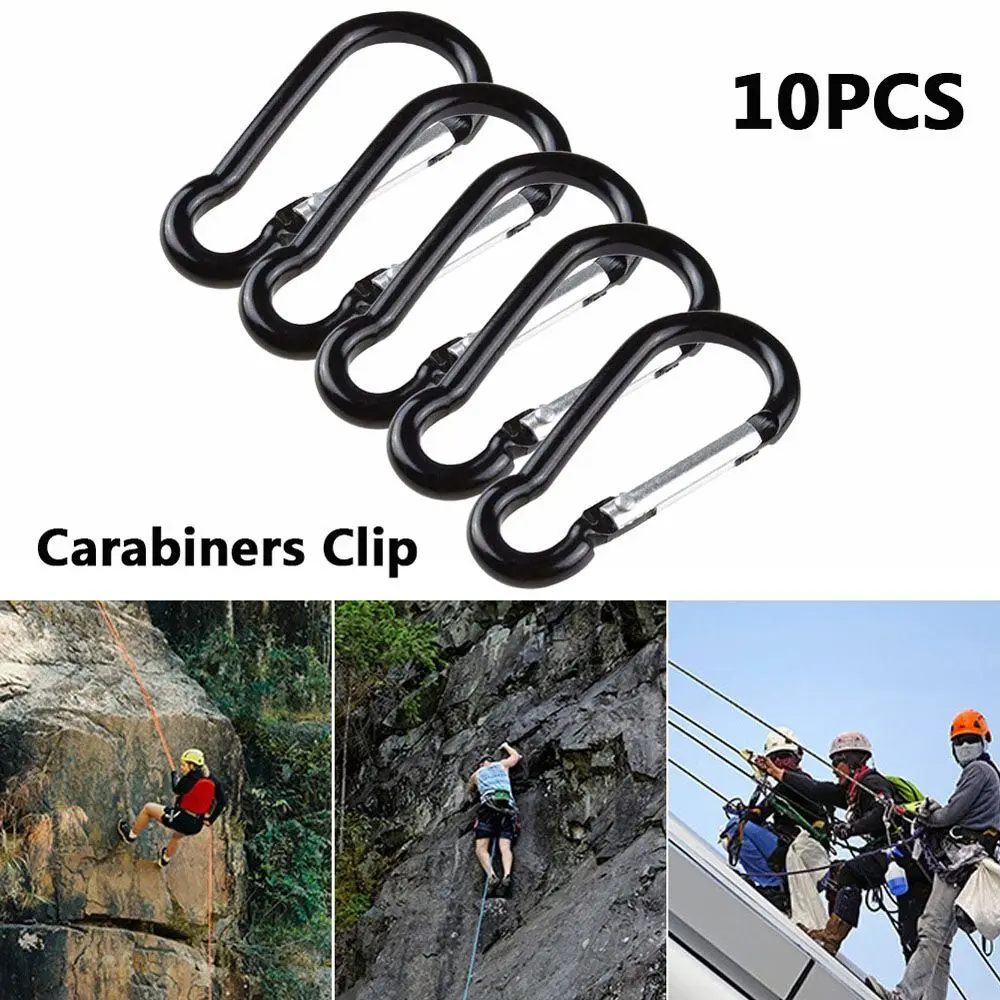 10Pcs Safe D Ring Shape Aluminum Alloy Hook Hanging Buckle Keychain Carabiner Carabiners Clip