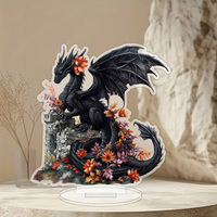 Vibrant Dragon Figurine - Exquisite Bohemian Style Acrylic Tabletop Decor, Multipurpose English Sign, Plaque, and Ornament for H