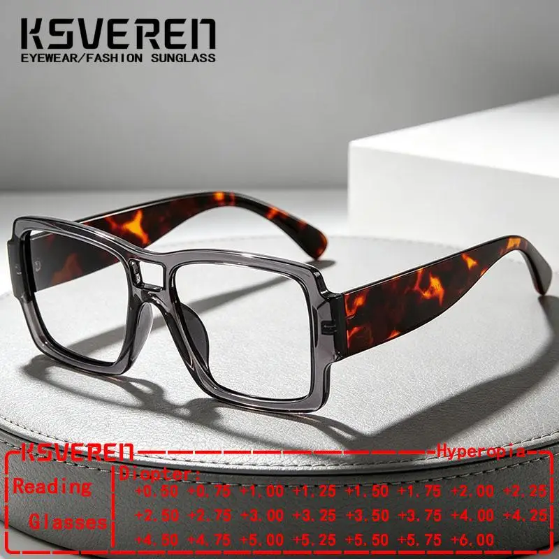 Trendy Square Double Bridge Anti Blue Light Reading Glasses Women Brand Design Prescription Optical Presbyopic Eyewear Customize