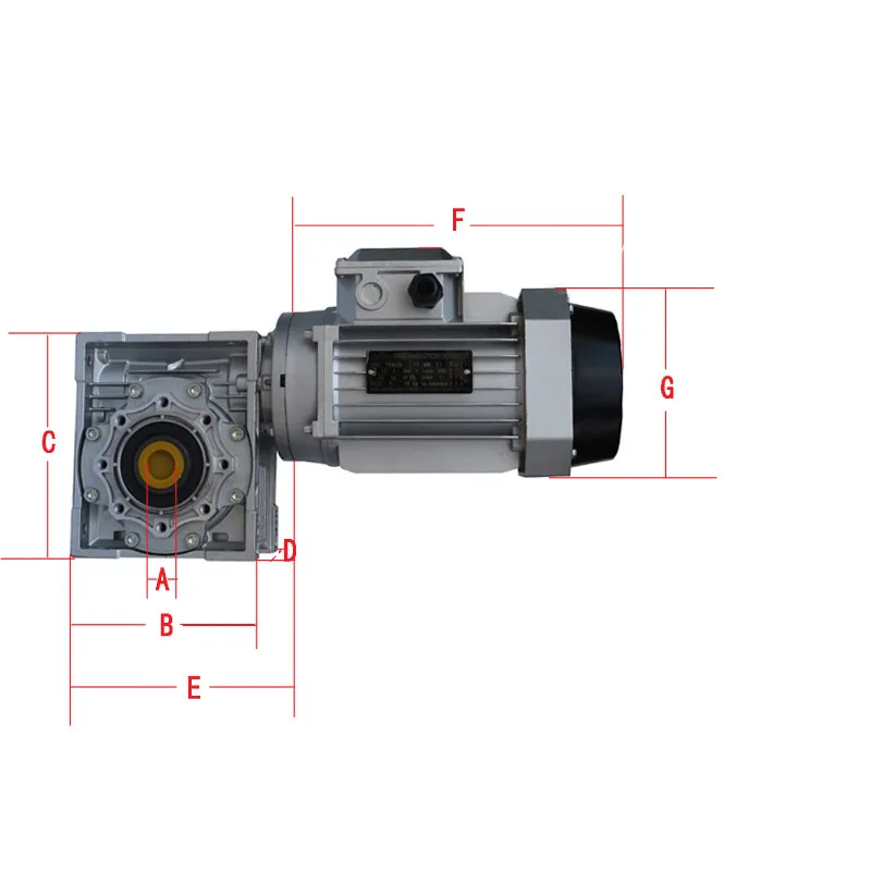 Worm gear reducer with integrated motor Turbine gearbox reducer factory outlet part RV40+0.55KW reducer motor output hole.