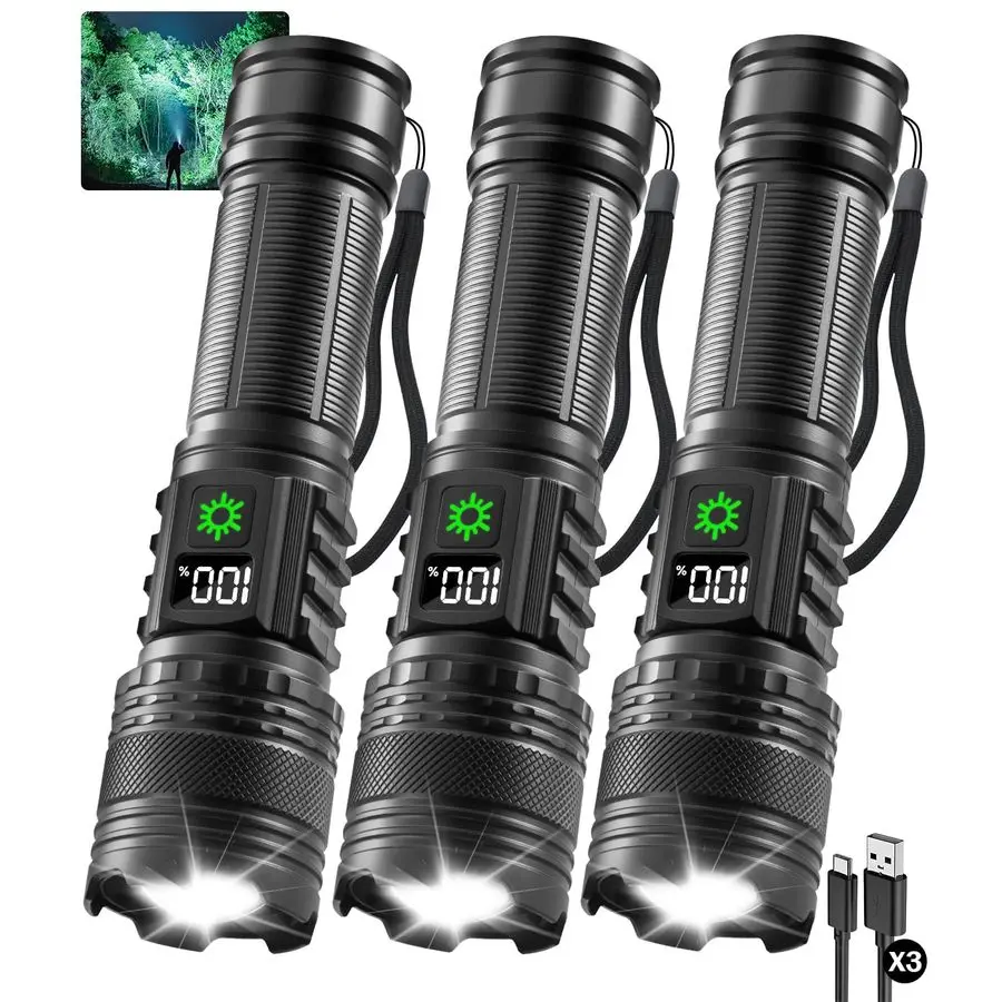 

Перезаряжаемые фонарики с высокой светоотдачей 9900FL, светодиодный фонарик с ЖК-дисплеем, 5 режимов регулировки яркости