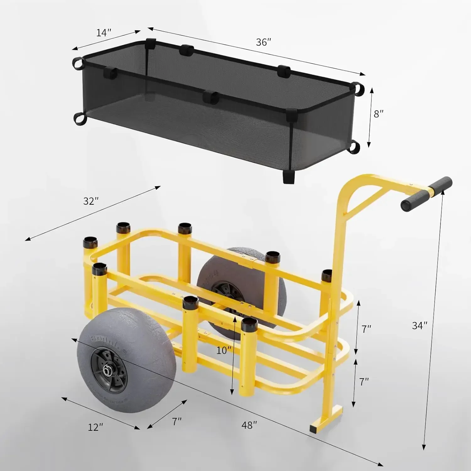 [XMSJ]Fishing Cart, Beach Wagon with 13