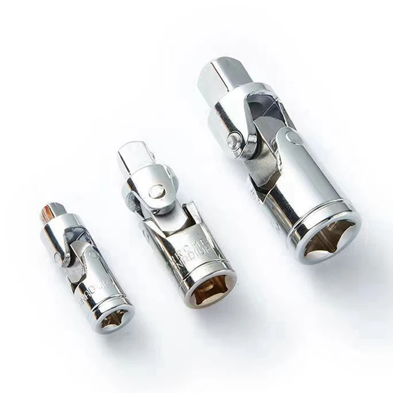 3 uds adaptador de enchufe Universal 1/4 3/8 1/2 enchufe junta Universal herramienta de trinquete de enchufe plateado