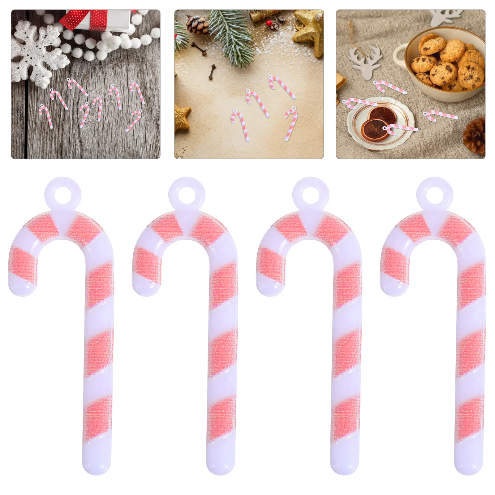 

100Pcs Miniature Candy Cane Hanging Decorations 2.8cm Red White Tiny Candy Canes for Xmas Tree Mantel Holiday Craft Projects