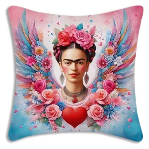 F-Furida-Short Plush Cartoon Kissen, wunderschöner Doppelgesichtsdruck, Sofa, dekorativ, Haus 8 Hauptverkäufe deckt Frida Kahlo - №6 ab