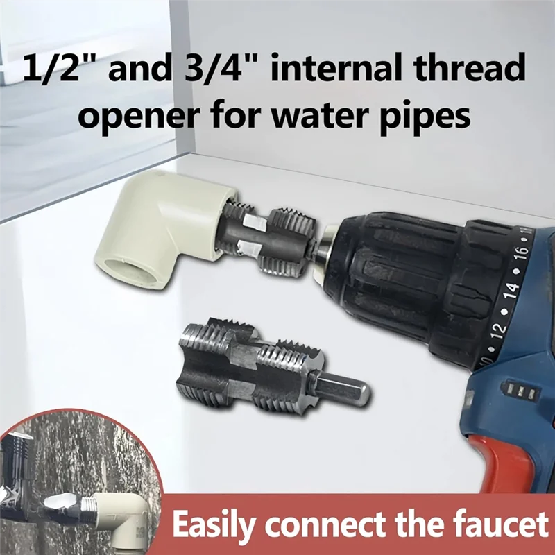 

Y42A-Electric Drill Compatible PVC Pipe Threader Kit With Various Die Sizes, PVC Thread Maker Tool For Electric Drill
