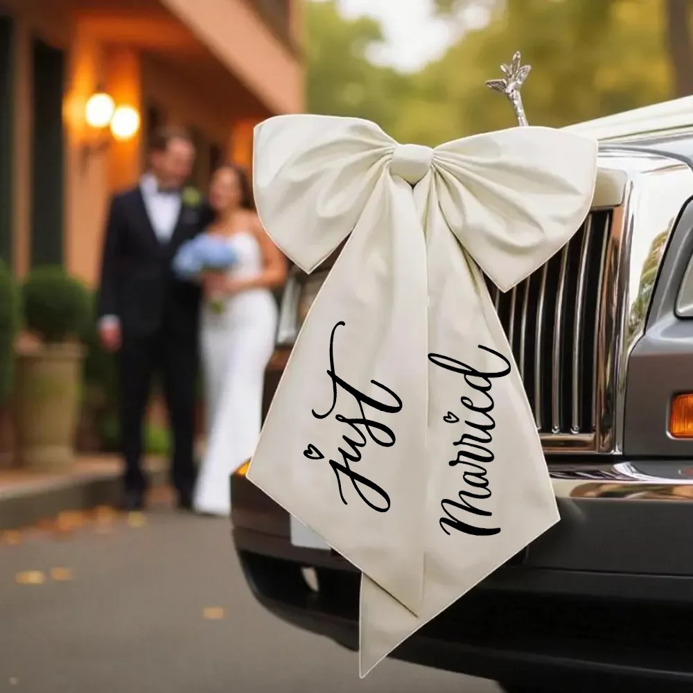 

60x100cm Just Married Wedding Car Bow Ribbon Honeymoon Wedding Car Photo Prop for Bridal Party Outdoor Scene Decoration Supplies