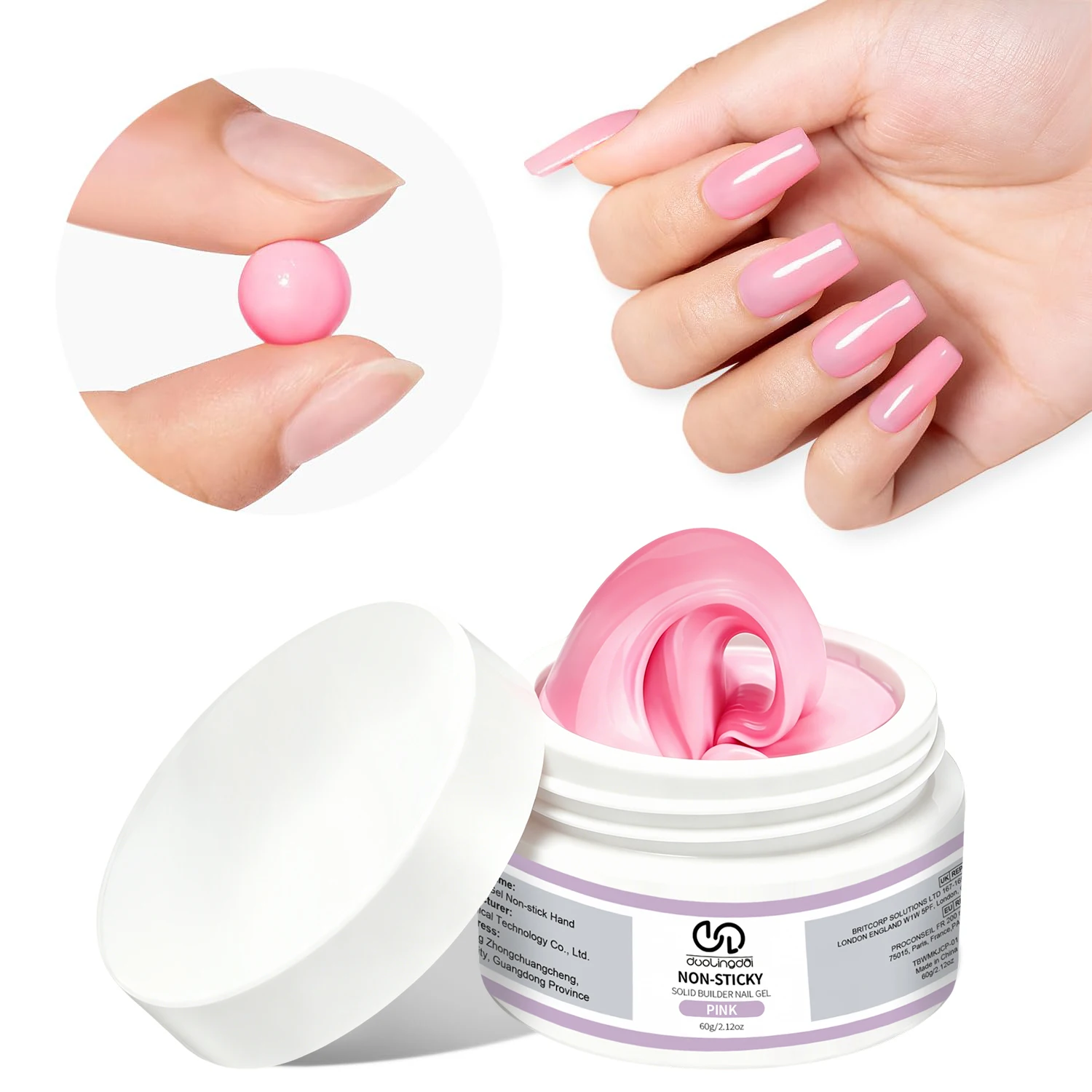 Large 60ml Capacity Multi-Color Nail Art Gel Clear and White Solid Builder Gel for Nails Non-Stick Hand Sculpture Hard Gel