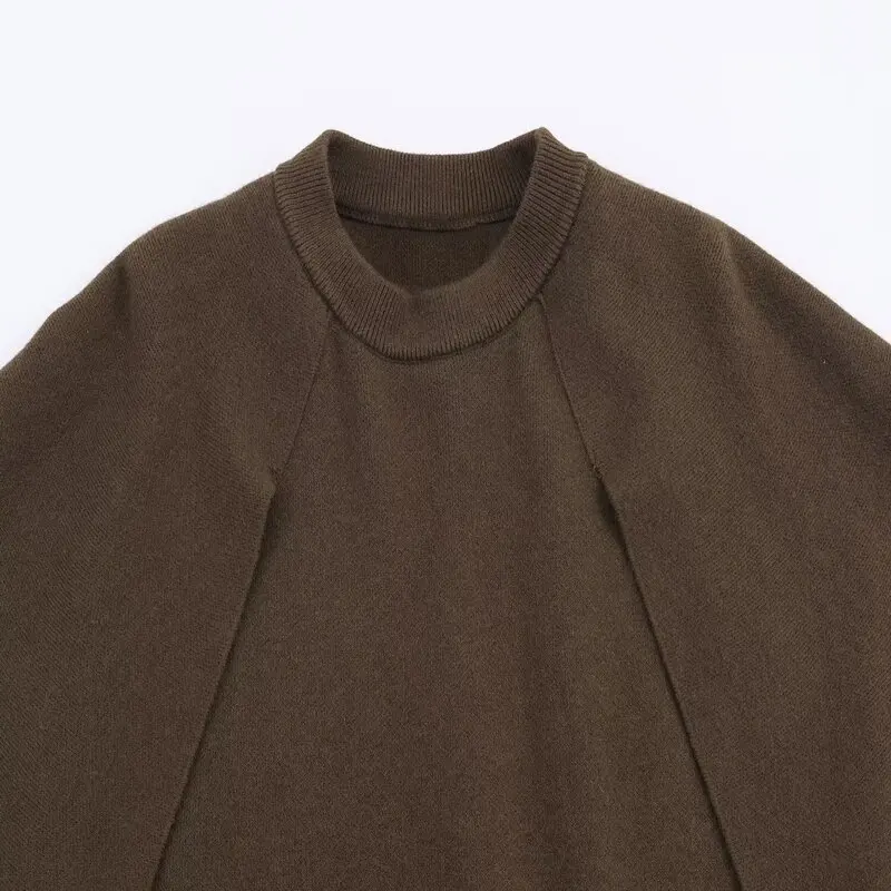 سترة نسائية جديدة لخريف 2025 محبوكة ort Sve ذات طبقات Sve مستديرة Ne سترة متعددة الاستخدامات بسيطة للسيدات #3