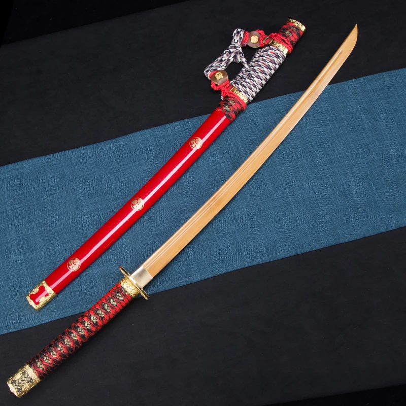 

Can Custom Tachi Katana, Japanese Sword,Tokugawa Ieyasu Bamboo Blade 1:1 Reduction, Training Sword, Red,Decoration