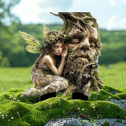 Enchanting Fairy and Ancient Tree Garden Pile Outdoor Lawn Pottery Decoration Planting Flower Pot  Prop Decoration Planting