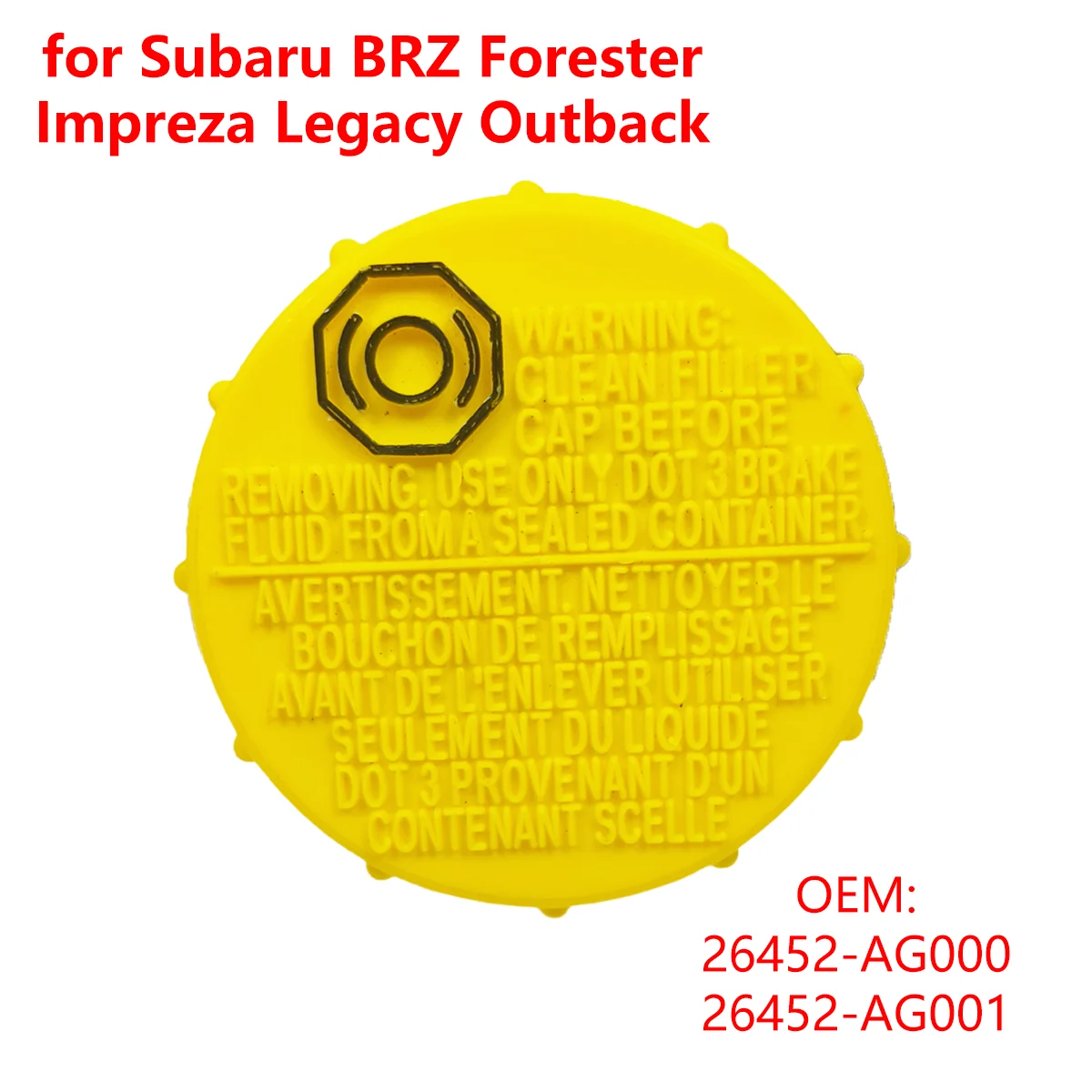 26452-AG000 Car Brake Master Cylinder Cap Brake Fluid Reservoir Cover for Subaru BRZ Forester Impreza Legacy Outback