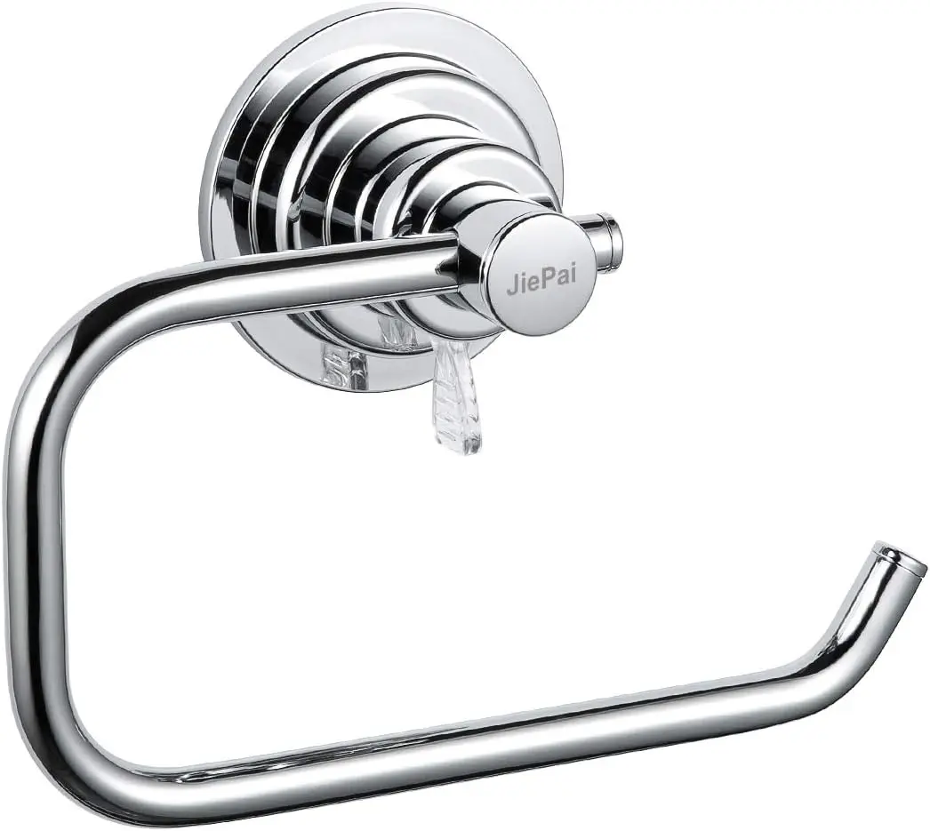 Toilet Paper Holder with Strong Suction Cup, Wall Mount Tissue Dispenser for Bathroom & Kitchen, No Drill, Chrome Finish view 2
