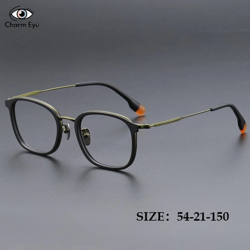 

Квадратные ультра легкие очки из чистого титана, матовые зеленые очки для близорукости, оправа для мужчин, анти-синий свет, ретро ацетатные женские очки по рецепту