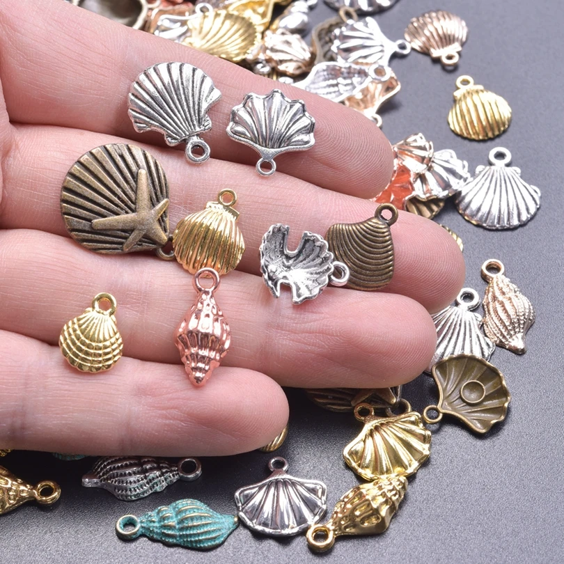 10/30/50Pcs Random Charms Mix Sea Animal Conch Shell Breloque For Jewelry Wholesale Bulk Diy Summer Beach Marine Life Pendant