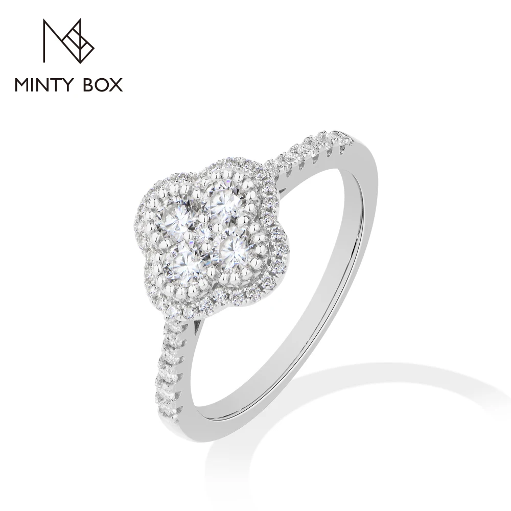 

Mintybox D Color VVS1 Cluster Pave Moissanite Ring 925 Sterling Silver Wedding Engagement Fine Jewelry Gift For Women Daily Wear
