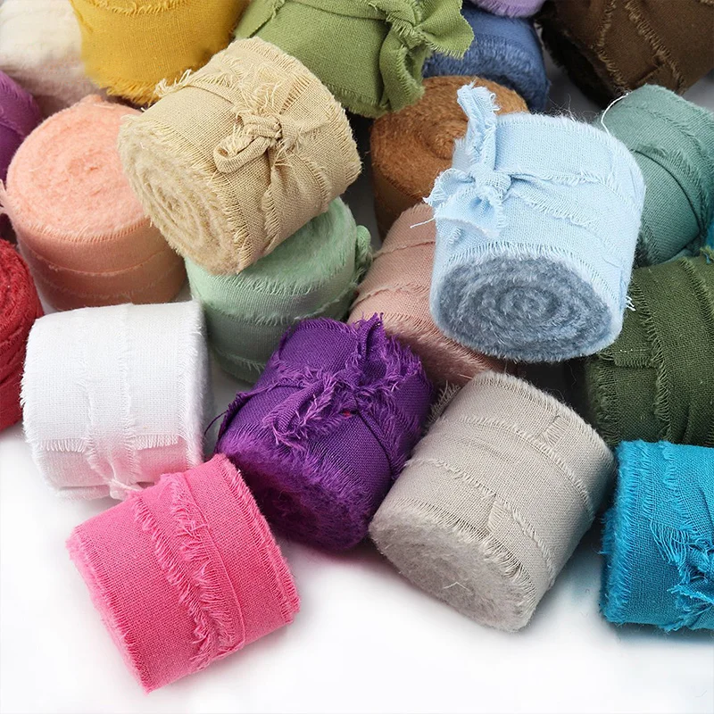 Pure Cotton Hand Torn Raw Edge Ribbon DIY Gift Box Packaging Greeting Card Decoration Bride Hand Stick Flower Flower Tie Ribbon